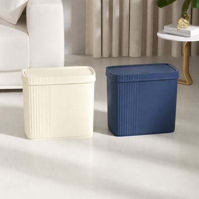 Poubelle avec couvercle presse, design rectangulaire anti-odeur