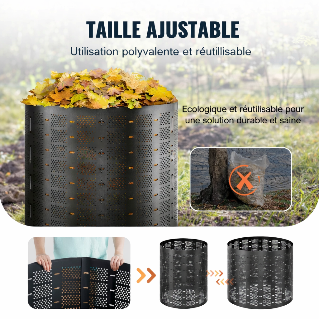 Composteur poubelle extérieur à grande capacité modulable 1000L
