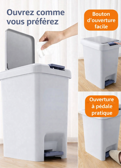 Poubelle à pédale rectangulaire blanche compacte et pratique