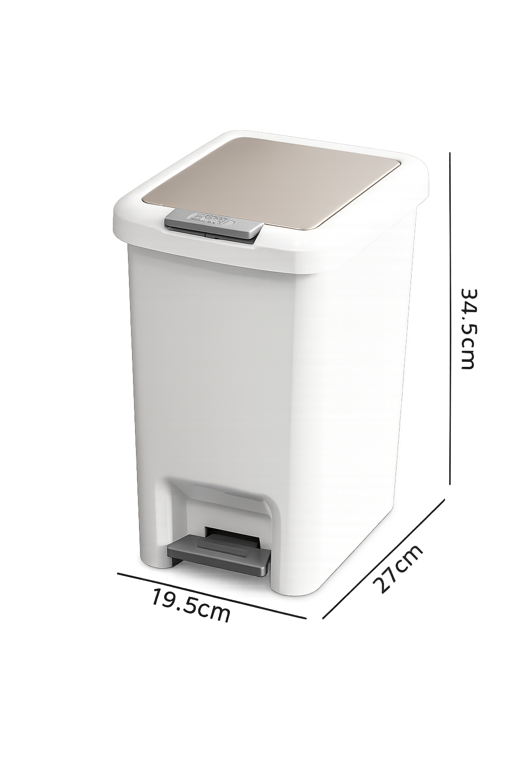Poubelle à pédale rectangulaire blanche compacte et pratique