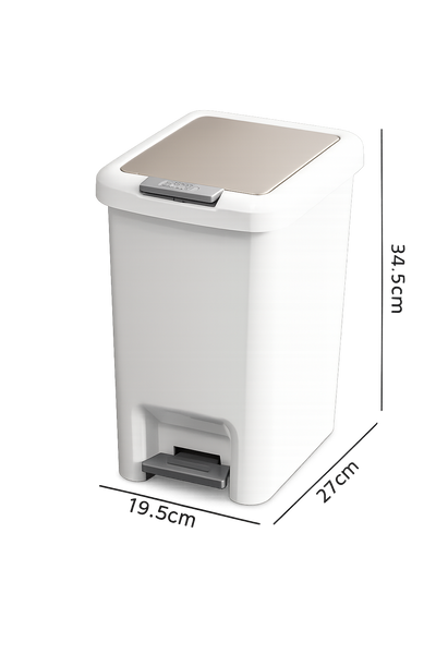 Poubelle à pédale rectangulaire blanche compacte et pratique