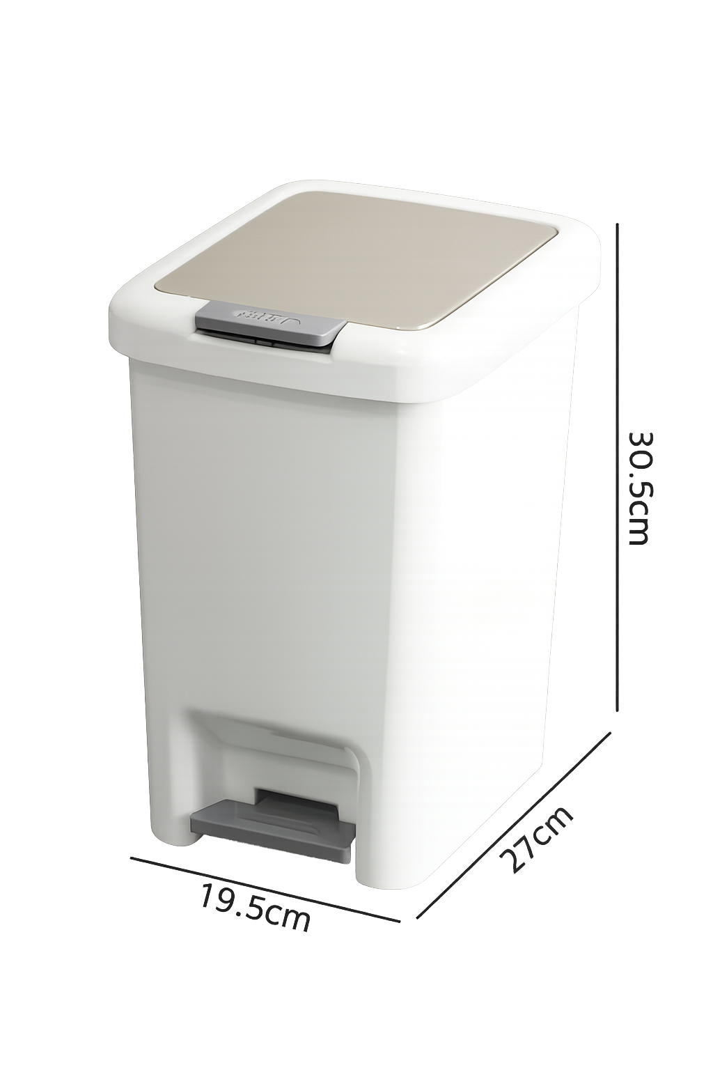 Poubelle à pédale rectangulaire blanche compacte et pratique