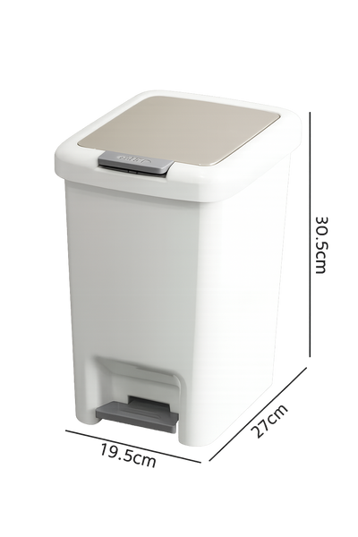 Poubelle à pédale rectangulaire blanche compacte et pratique