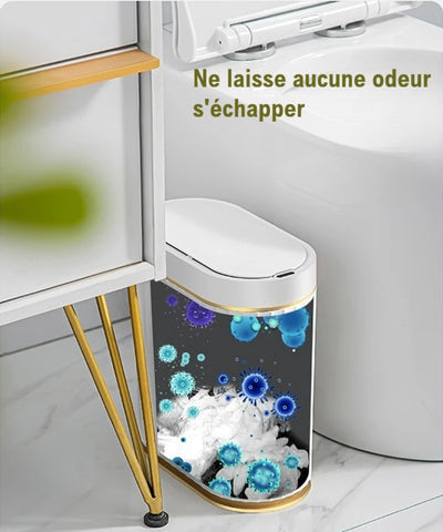 Poubelle automatique design ovale à parois cannelées 7L