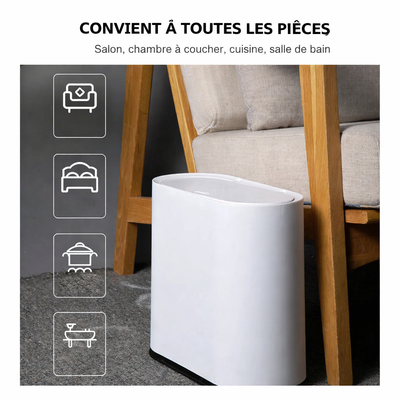 Poubelle blanche à couvercle presse 12L