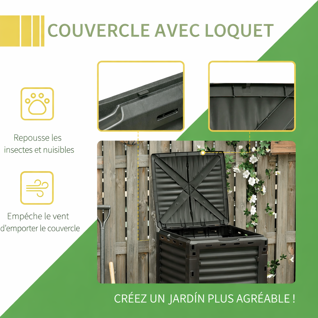 Poubelle de compostage extérieure sans odeur 300L
