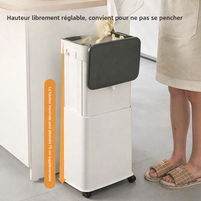 Poubelle de cuisine haute à couvercle coulissant