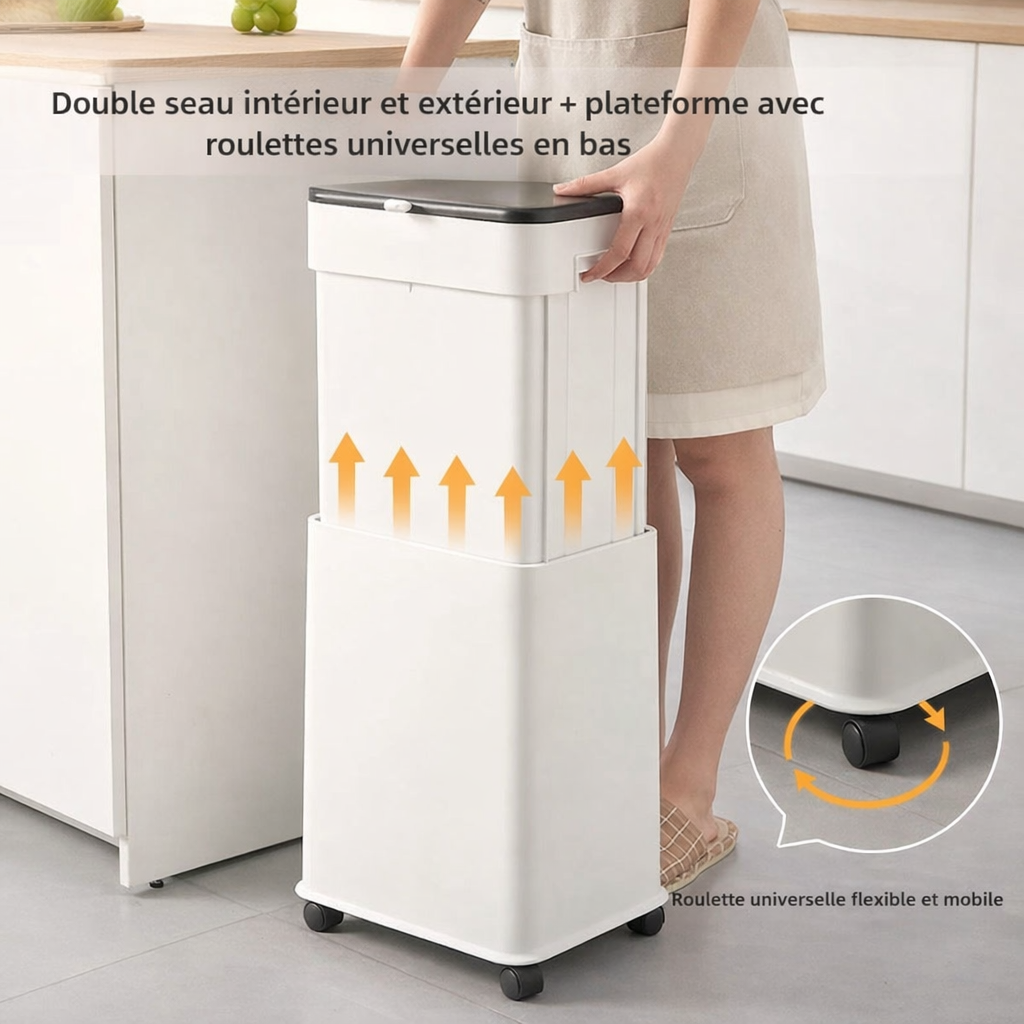 Poubelle de cuisine haute à couvercle coulissant