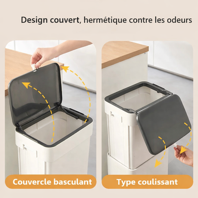 Poubelle de cuisine haute à couvercle coulissant