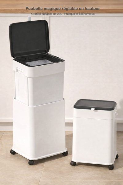 Poubelle de cuisine haute à couvercle coulissant