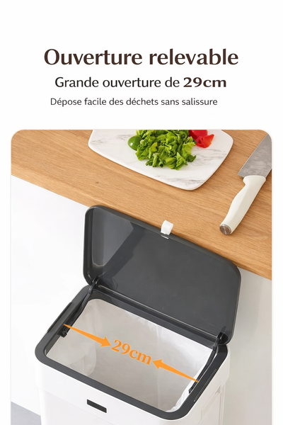 Poubelle de cuisine haute à couvercle coulissant