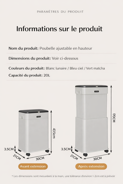 Poubelle de cuisine haute à couvercle coulissant