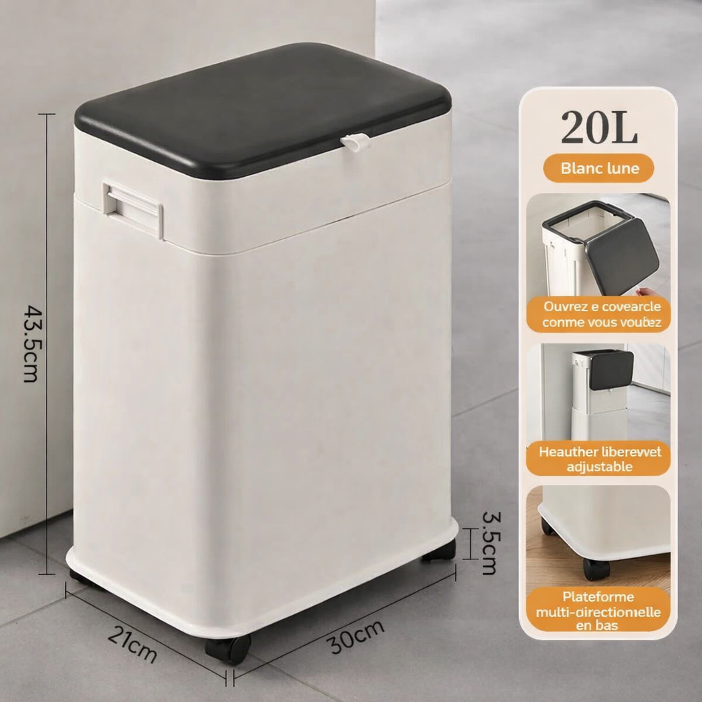 Poubelle de cuisine haute à couvercle coulissant