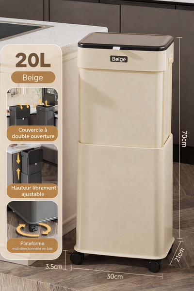 Poubelle de cuisine haute à couvercle coulissant