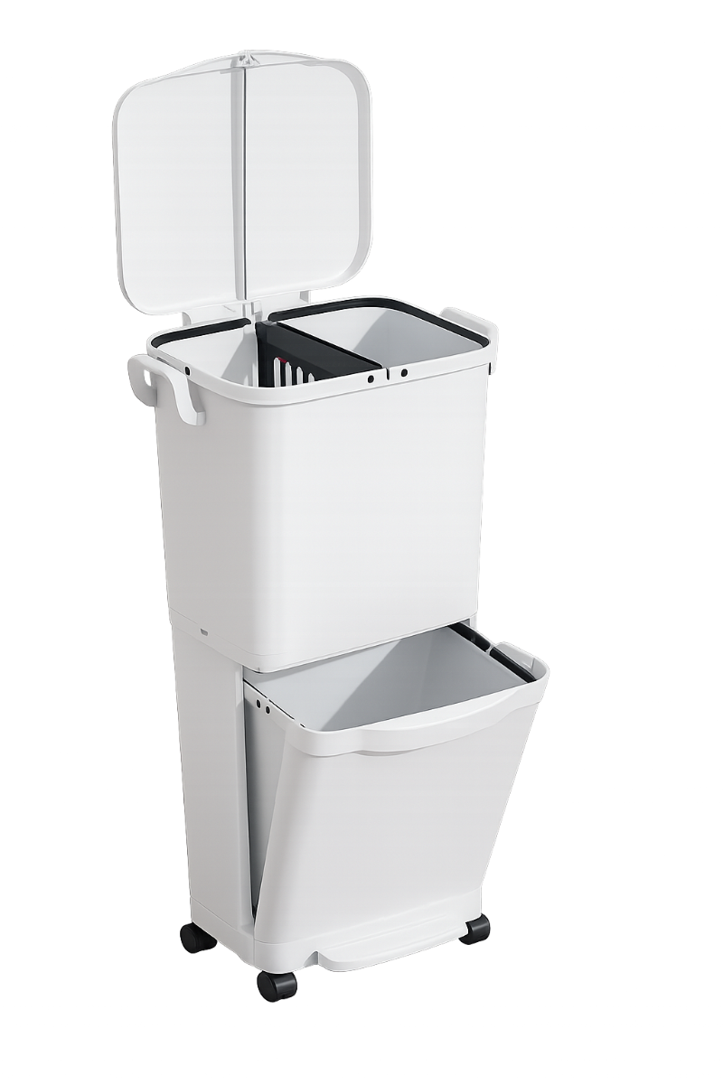 Poubelle de cuisine haute à couvercle coulissant