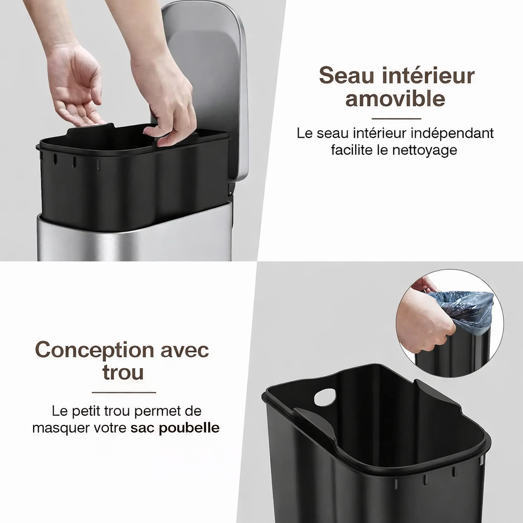 Poubelle design à pédale en inox 6L