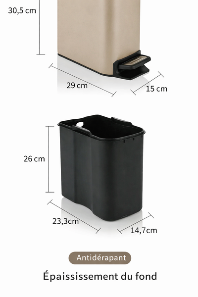 Poubelle design à pédale en inox 6L