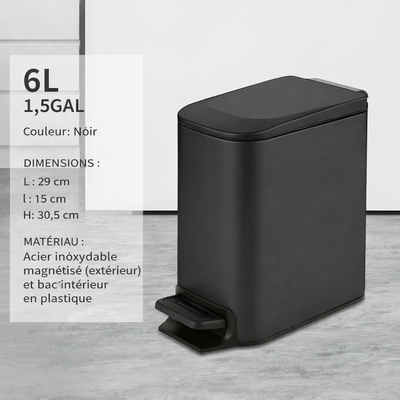 Poubelle design à pédale en inox 6L