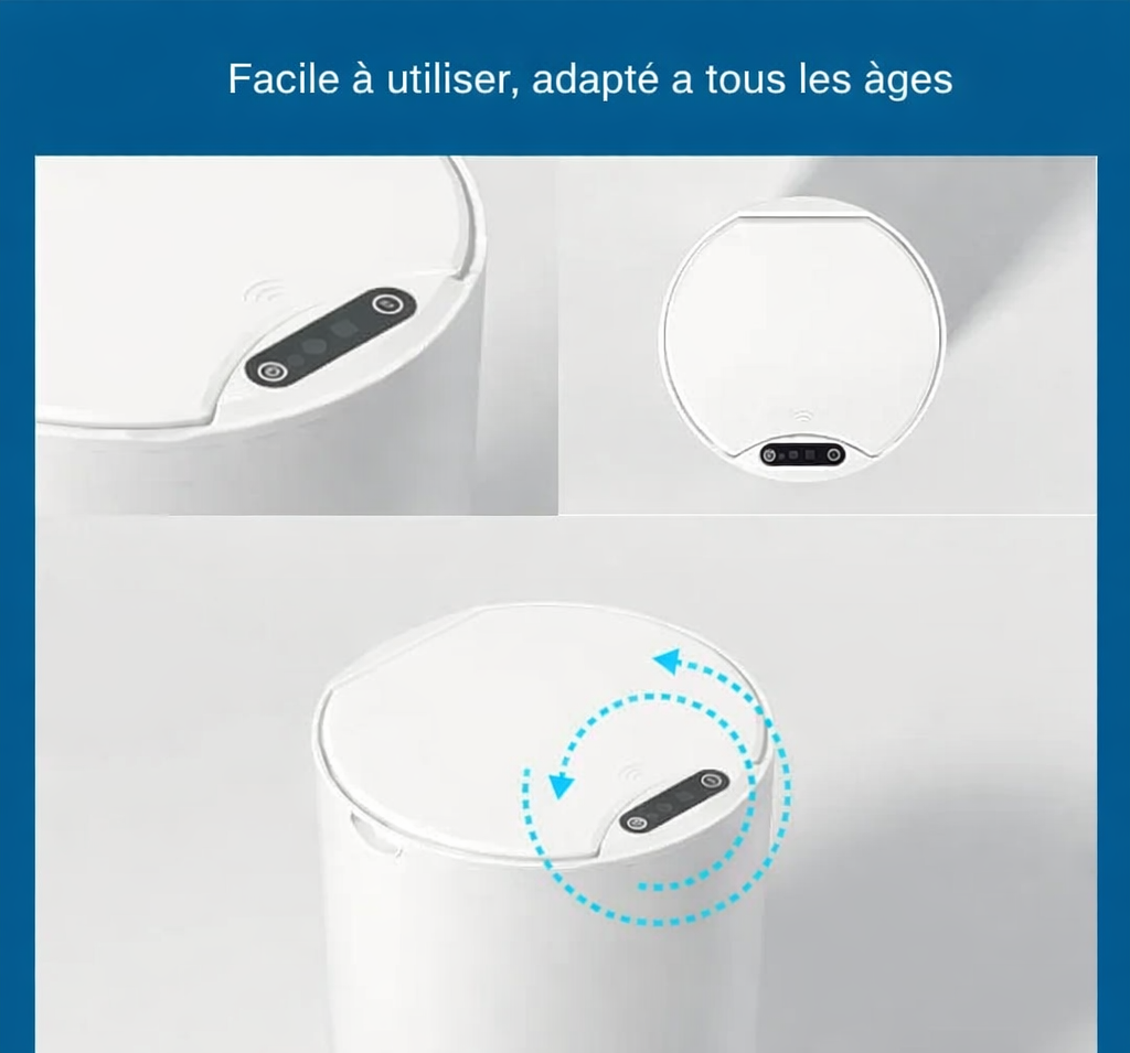 Poubelle intelligente ronde à ouverture automatique 14L