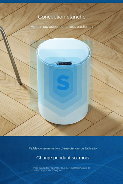 Poubelle intelligente ronde à ouverture automatique 14L