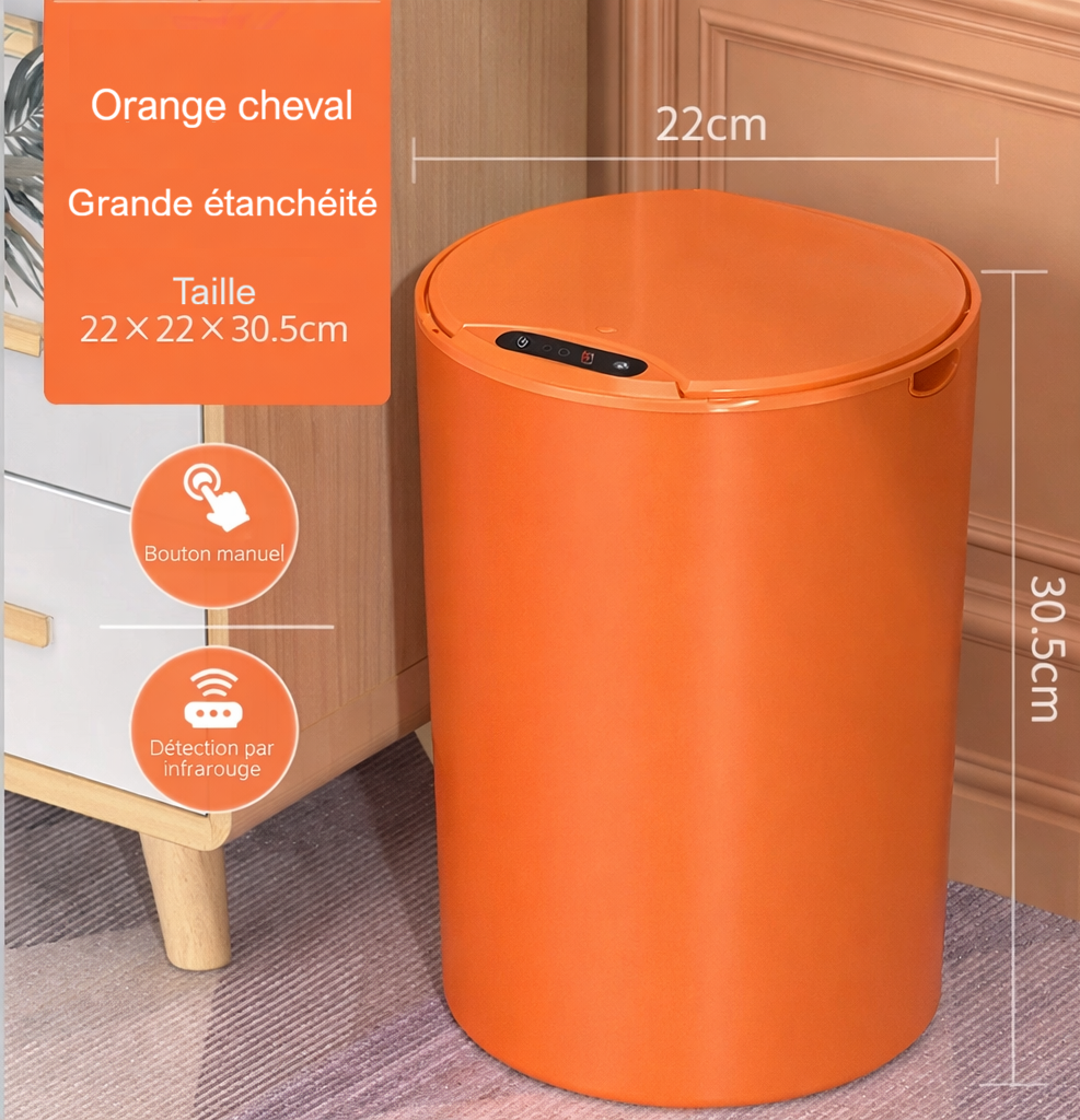 Poubelle intelligente ronde à ouverture automatique 14L