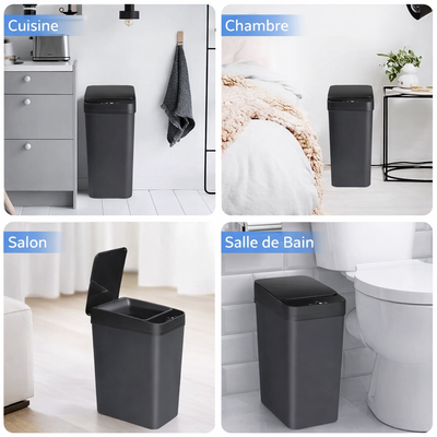 Poubelle rectangulaire automatique sans contact 12L