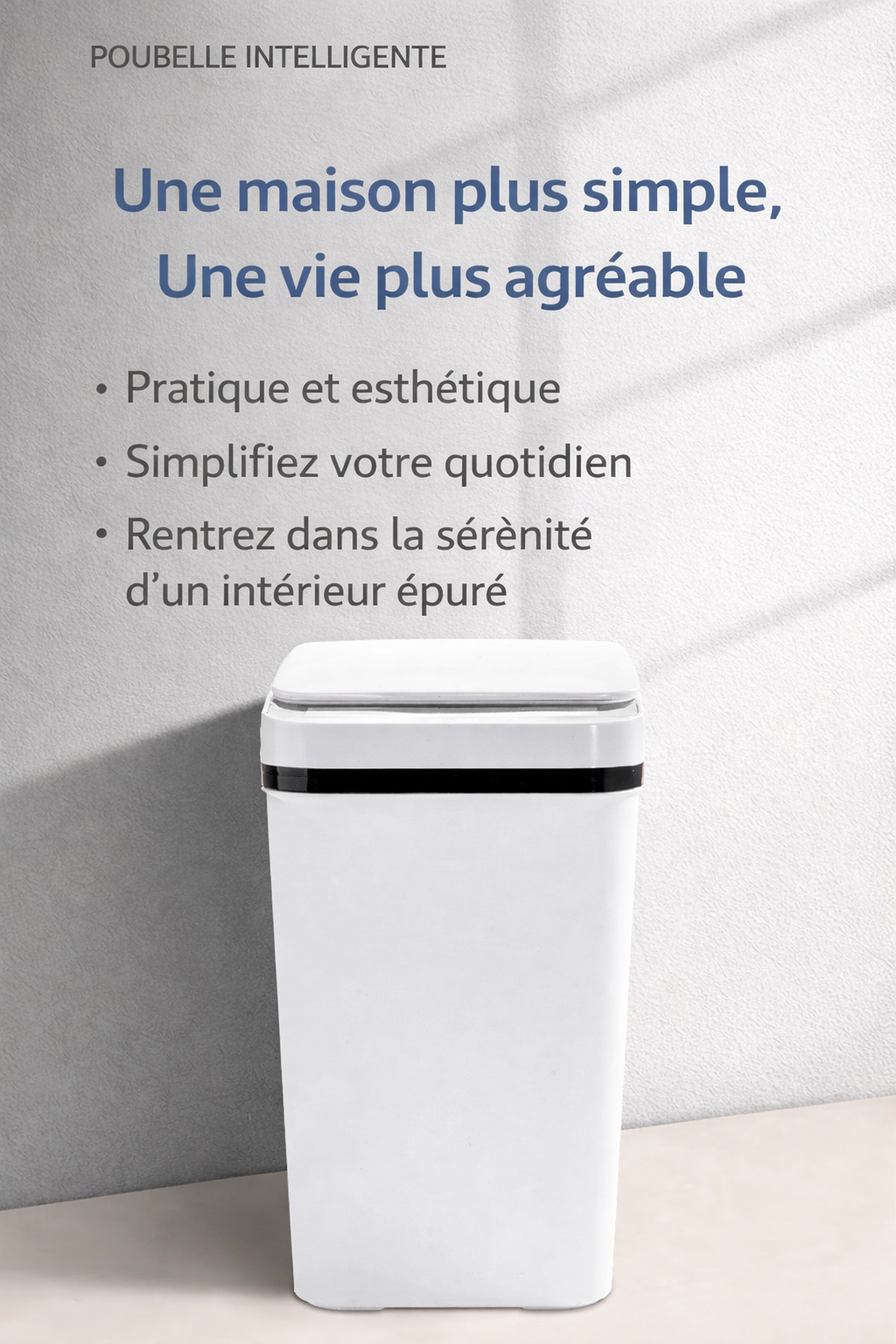 Poubelle rectangulaire automatique sans contact 12L