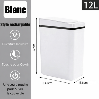 Poubelle rectangulaire automatique sans contact 12L