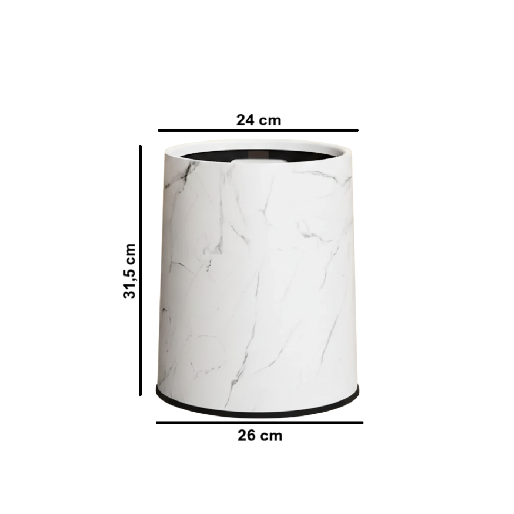 Poubelle ronde sans couvercle en plastique design marbré