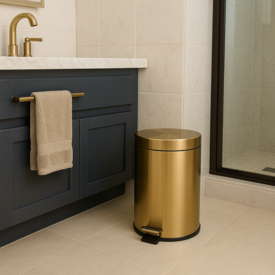 Poubelle salle de bain dorée 5L