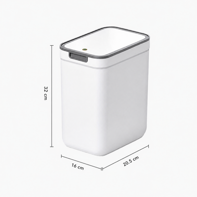 Poubelle murale 10L à bouton-poussoir design rectangulaire anti-odeurs