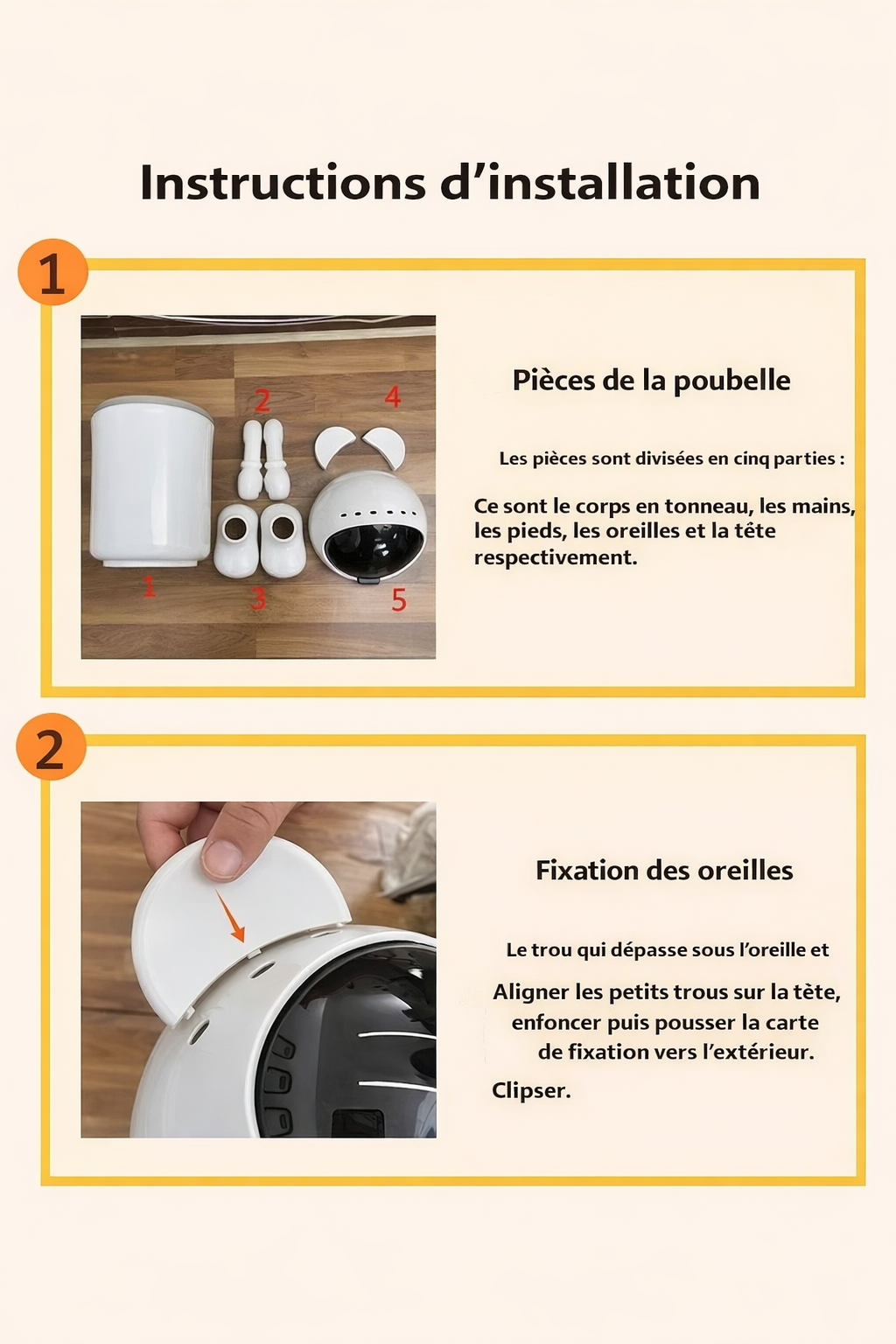 Poubelle design astronaute sur pied