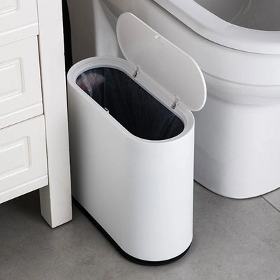 Poubelle blanche à couvercle presse 12L