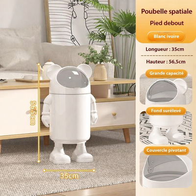 Poubelle design astronaute sur pied