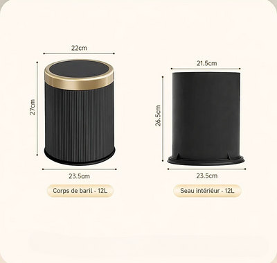 Poubelle design à pression 12L avec seau intérieur amovible