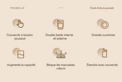 Poubelle design à pression 12L avec seau intérieur amovible