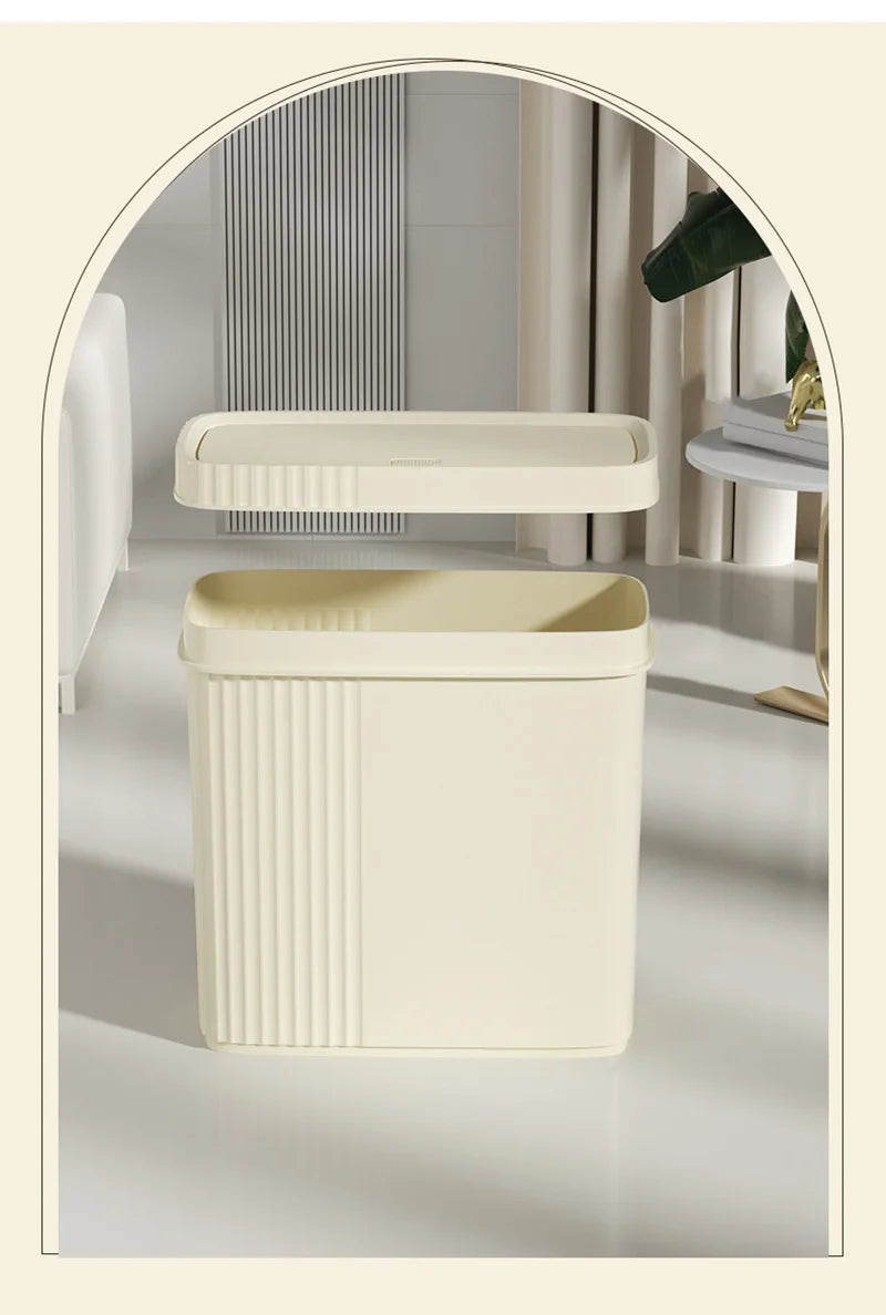 Poubelle avec couvercle presse, design rectangulaire anti-odeur