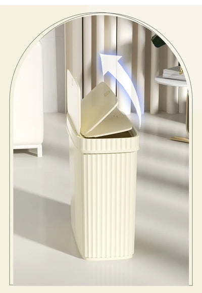 Poubelle avec couvercle presse, design rectangulaire anti-odeur