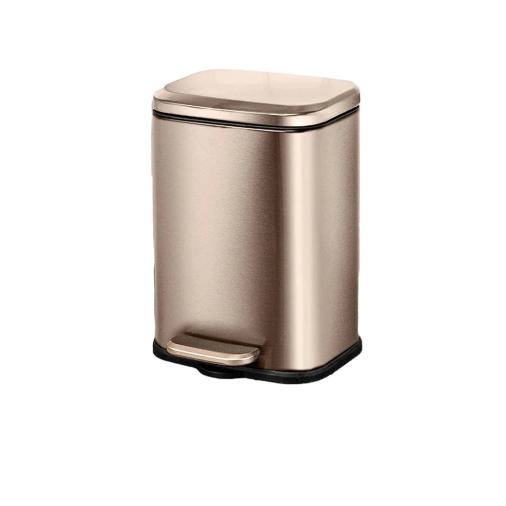 Poubelle rectangulaire en acier inoxydable champagne