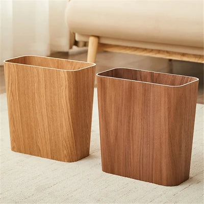 Poubelle rectangulaire en bois au design japonais