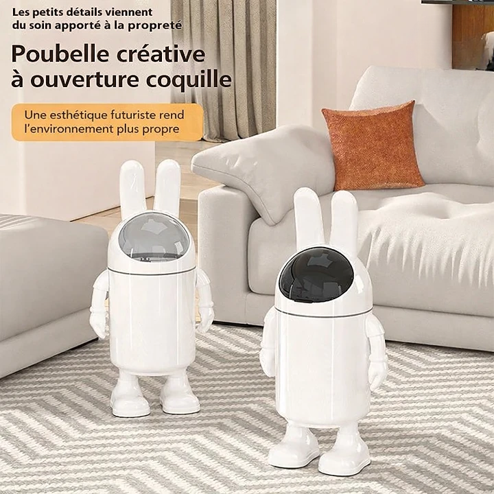 Poubelle design astronaute sur pied