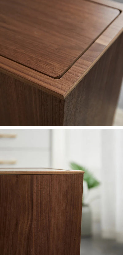 Poubelle en bois noyer design pressé