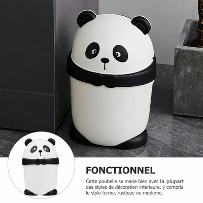 Poubelle décorative design panda avec couvercle