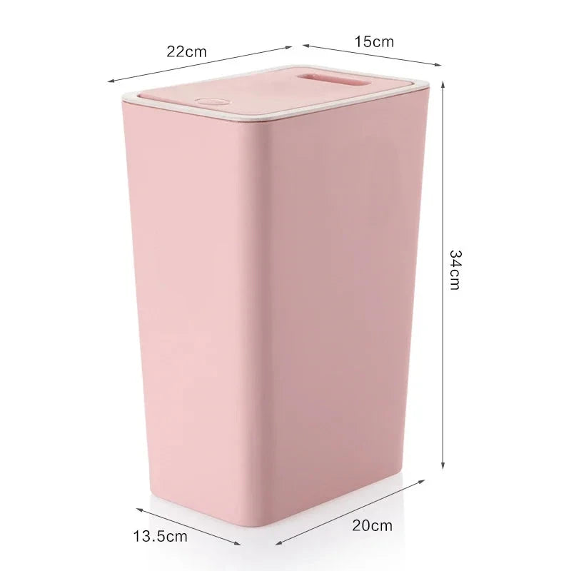 Poubelle Rectangulaire 8L Rose Dimensions