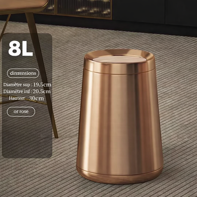 Poubelle design de luxe en inox à couvercle roulant