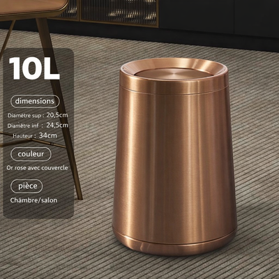 Poubelle design de luxe en inox à couvercle roulant