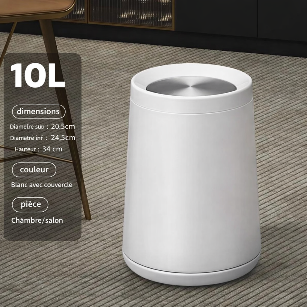 Poubelle design de luxe en inox à couvercle roulant