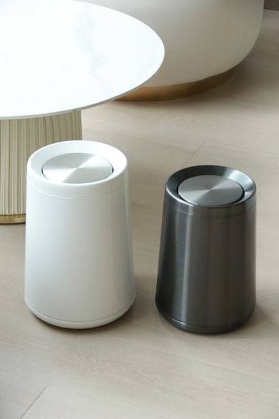 Poubelle design de luxe en inox à couvercle roulant
