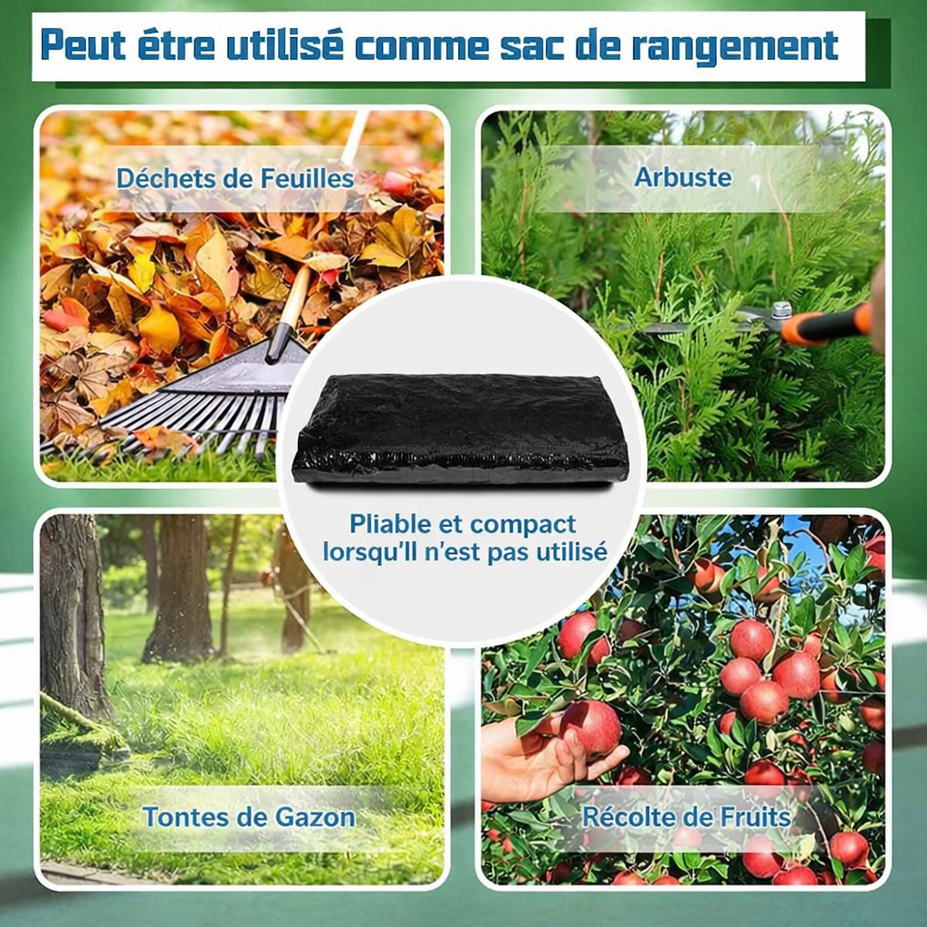 Sac à compost de jardin noir grande capacité 129L