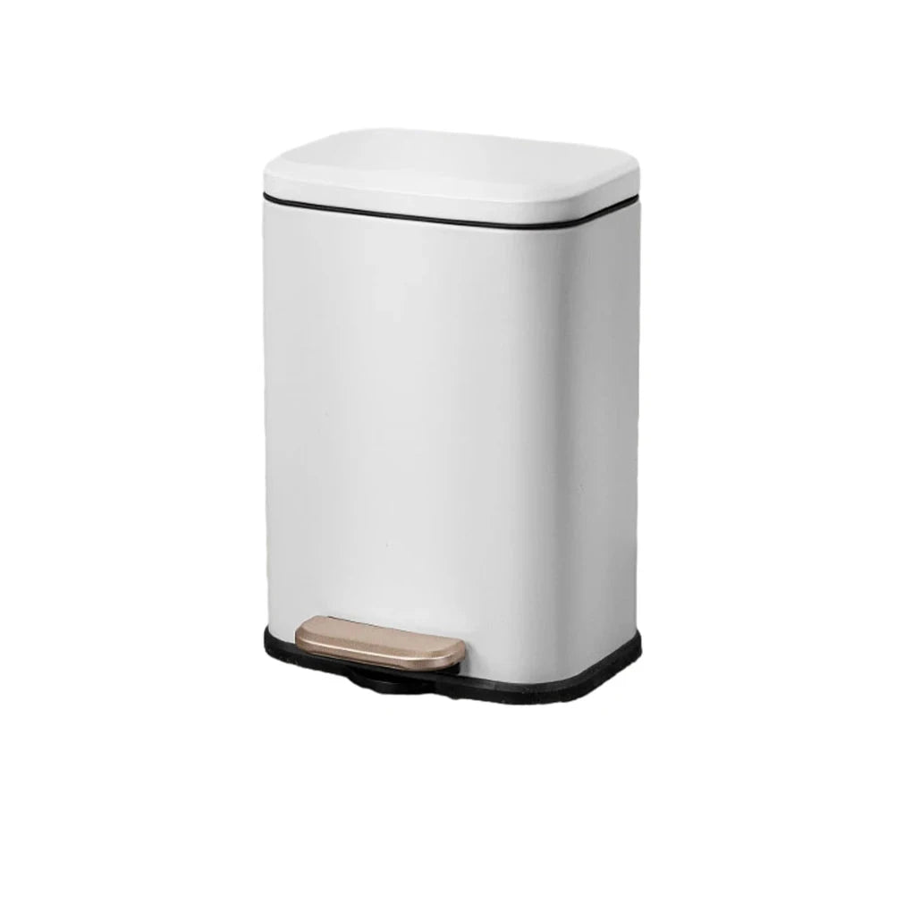 Poubelle rectangulaire en acier inoxydable blanc mate